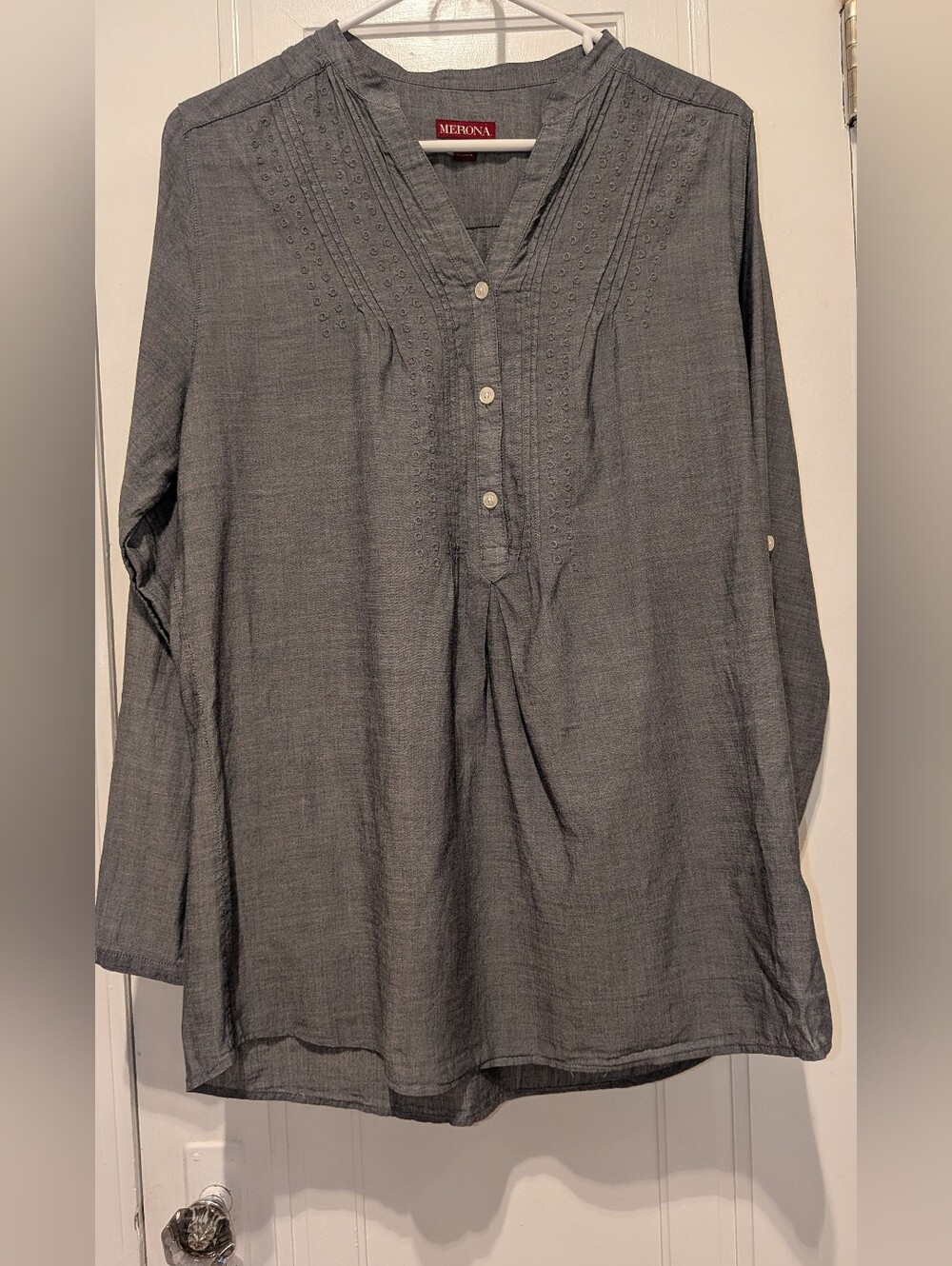 Merona Slate Blue Button-Front Women’s Blouse